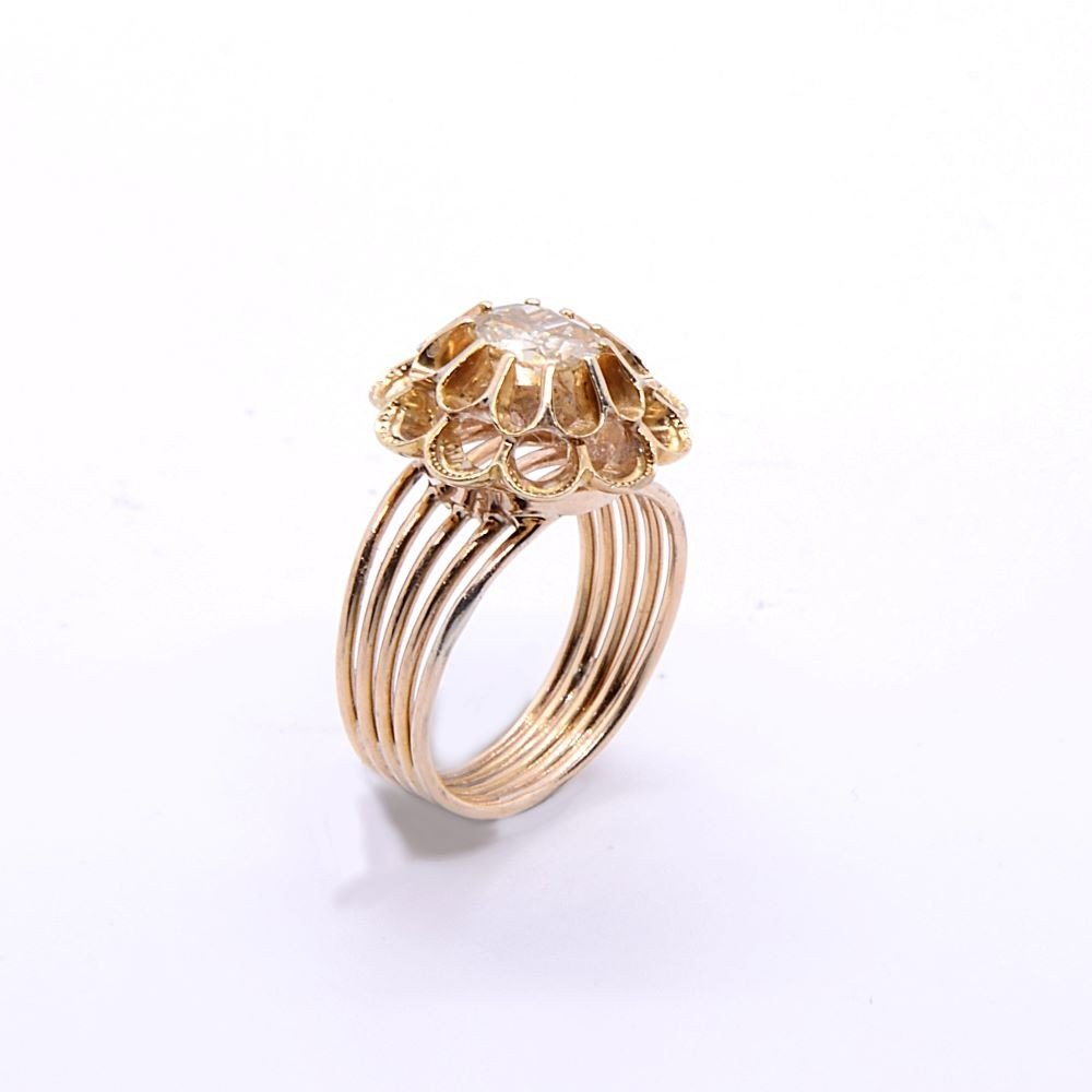 Napoleon III Yellow Diamond “flower” Ring-photo-4