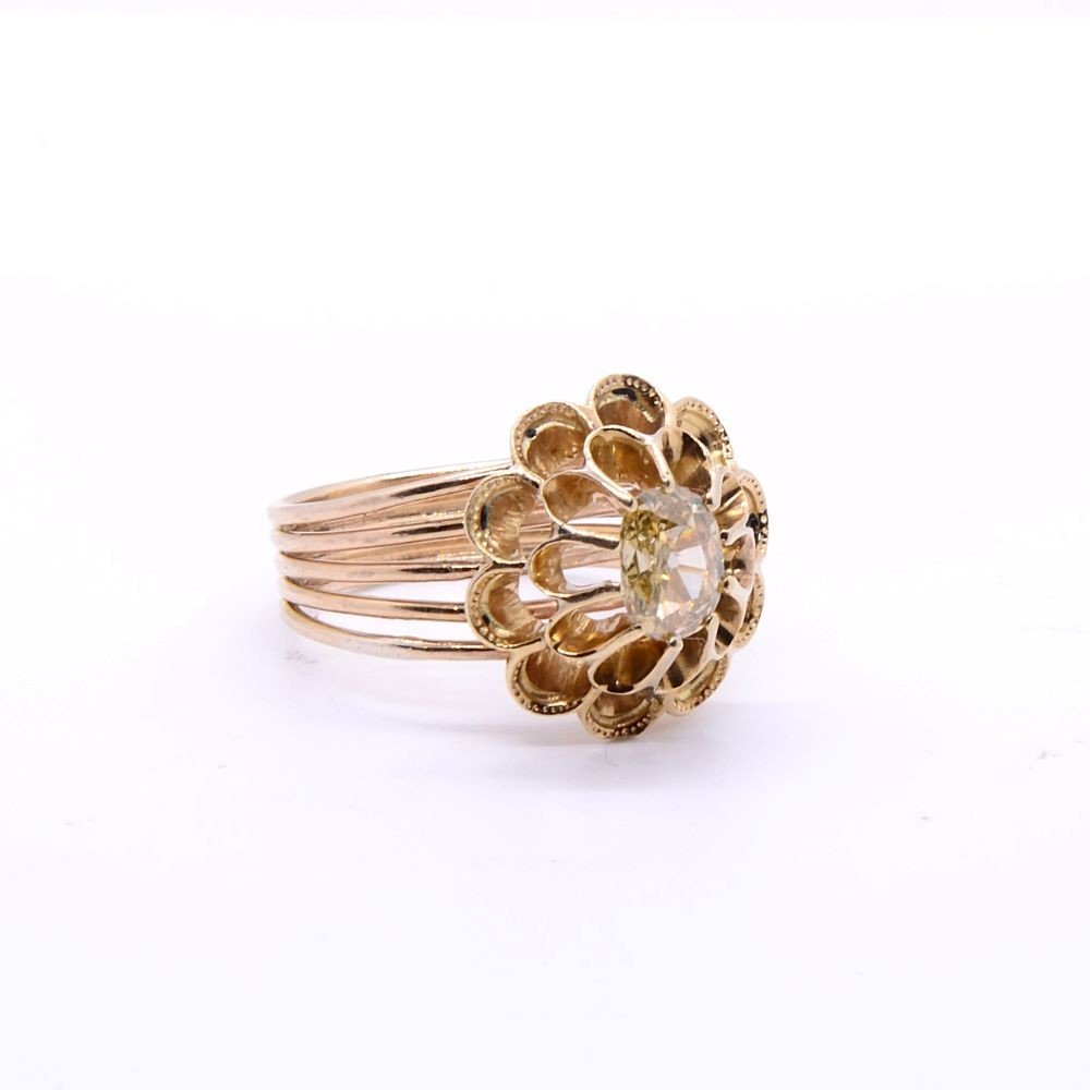 Napoleon III Yellow Diamond “flower” Ring-photo-2