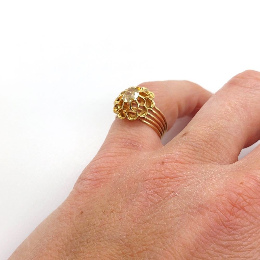 Napoleon III Yellow Diamond “flower” Ring-photo-5