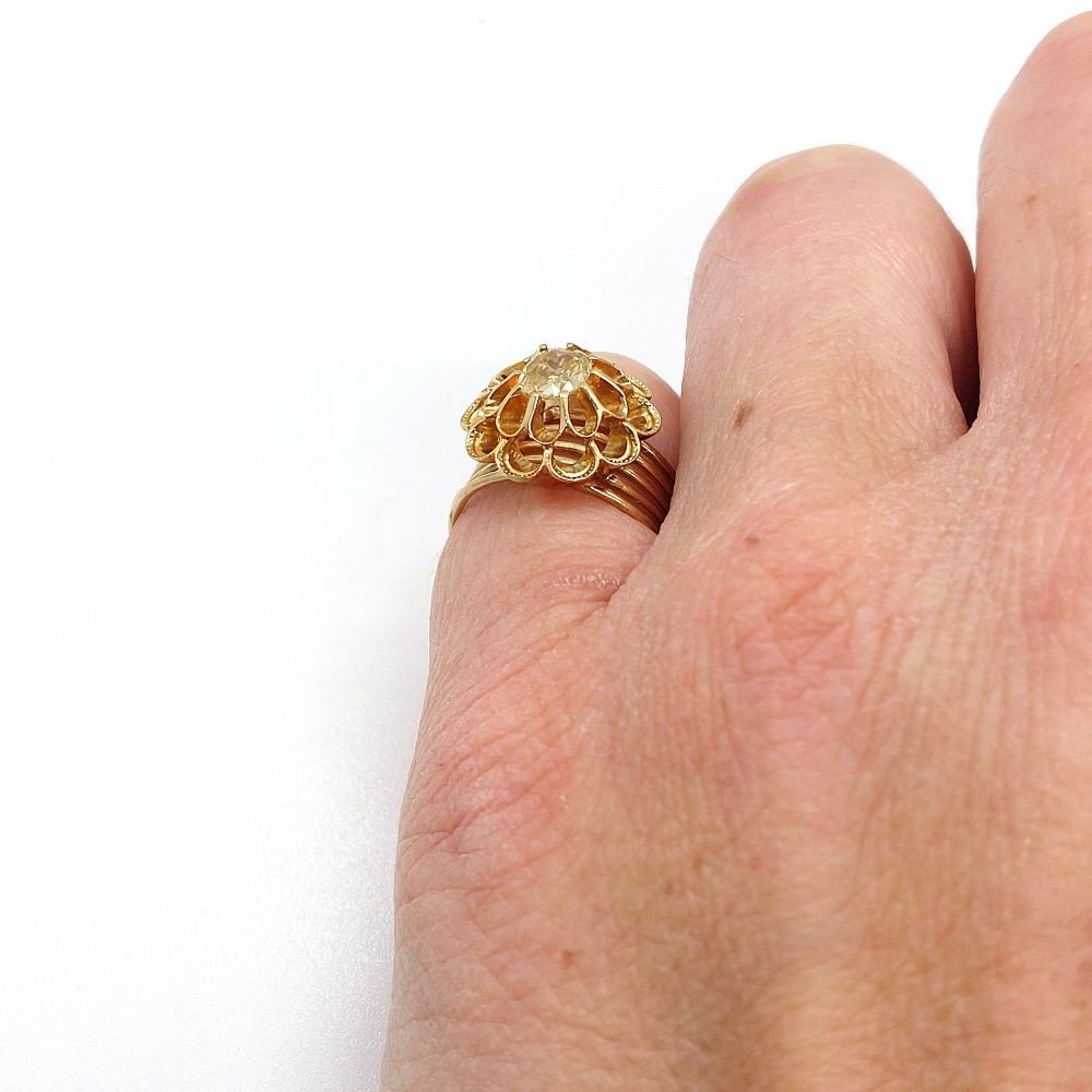 Napoleon III Yellow Diamond “flower” Ring-photo-6