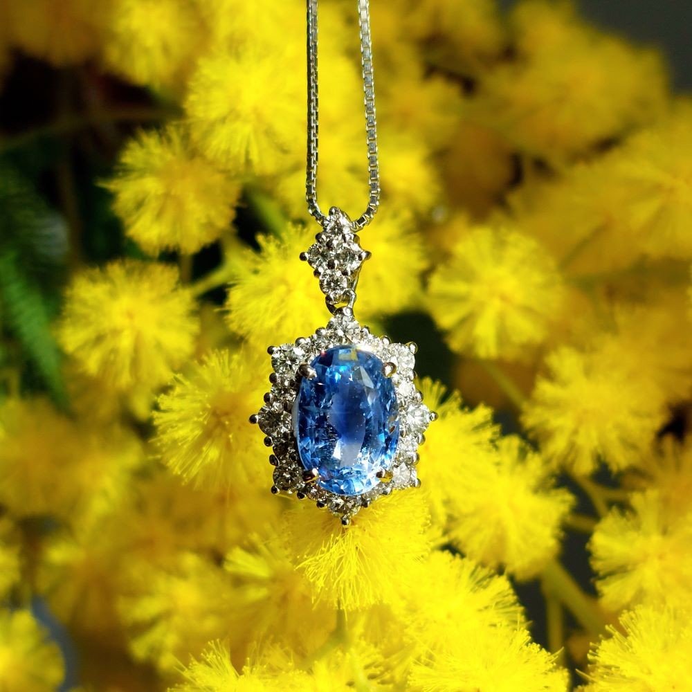 Pendentif Marguerite « Ondine » Saphir Et Diamants-photo-3