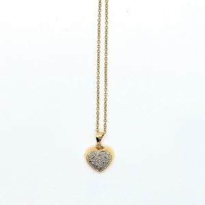 Pendentif Coeur 2 Ors Et Diamants et chaîne