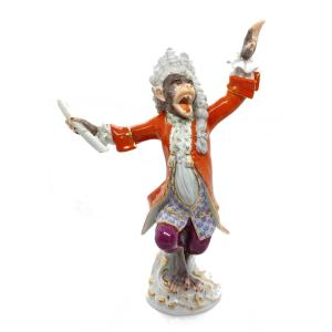 Monkey Musician Figurine "conductor" By Manufacture De Meissen