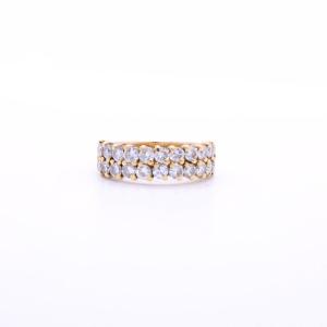 Double Row Half Wedding Ring, 18k Gold And Diamonds