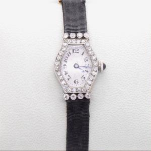 Art Deco, Ladies' Watch "daisy" In Platinum And Diamonds