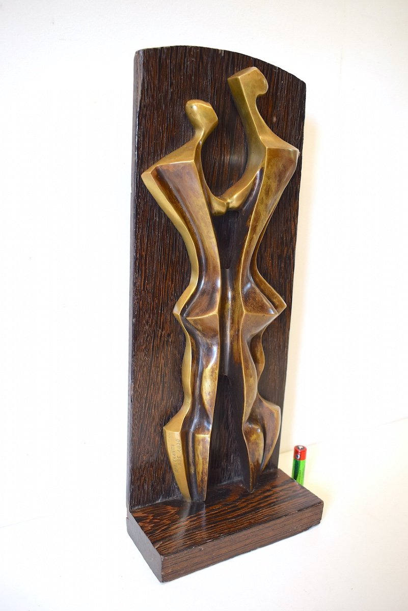 Bronze Art Moderne Abstrait Cubiste Femmes Nues  Ekanga R.D.C Afrique Congo Ref416-photo-3