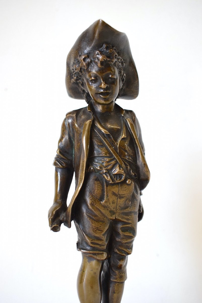 Signed Lalouette Bronze Young Man From The Messenger 19 Th  Ref418-photo-2