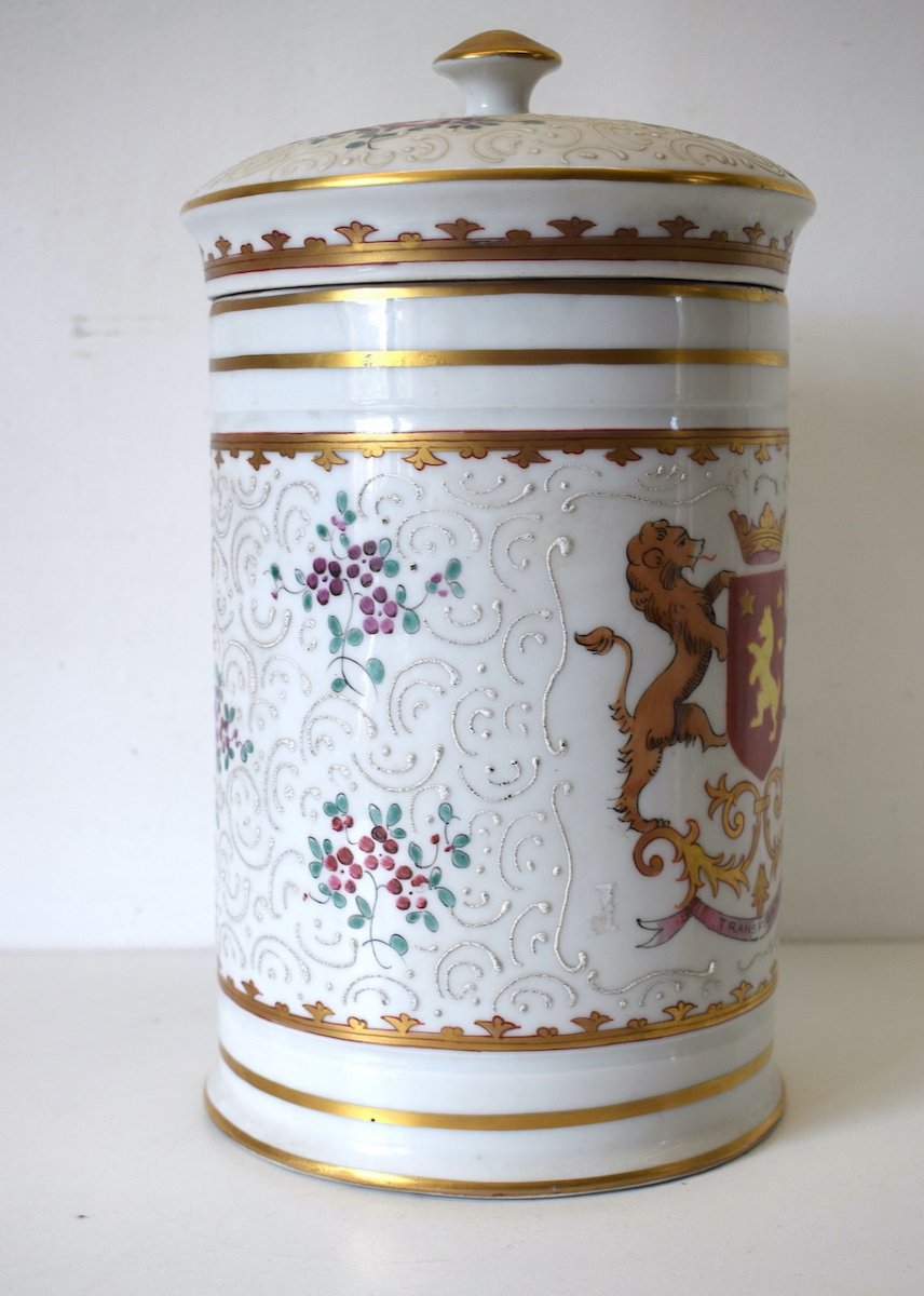 Samson Large Porcelain Covered Pot Coat Of Arms And Coat Of Arms Lion Dog XXth Ref427-photo-3