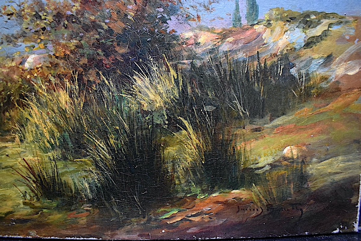 Provence Provençal Impressionist Countryside Landscape Signed To Identify XX Rt671-photo-1