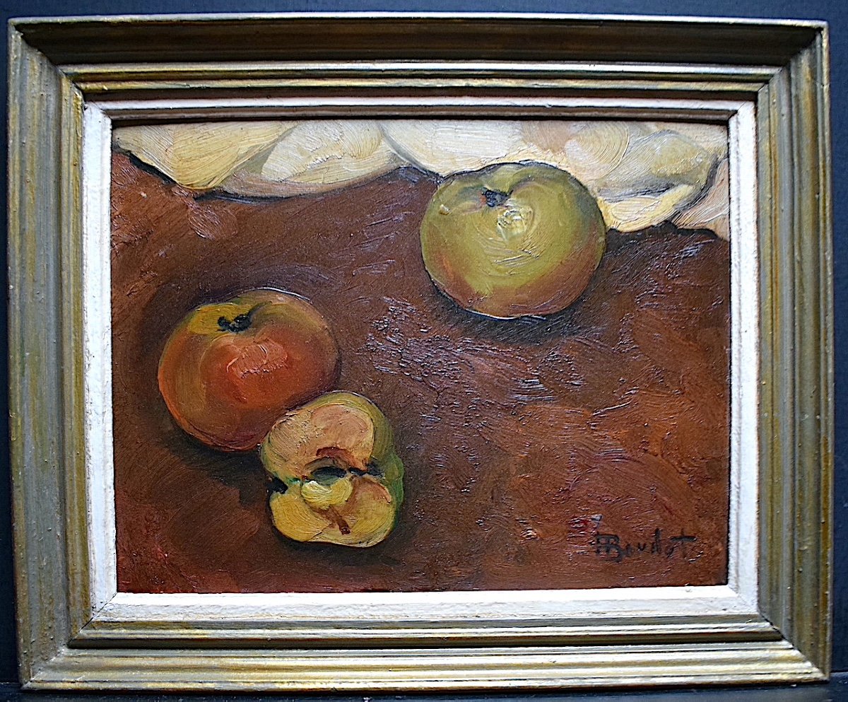 Signé  P Boudot Nature Morte Pommes Fruits  Post Impressionniste  XX Rt686-photo-4