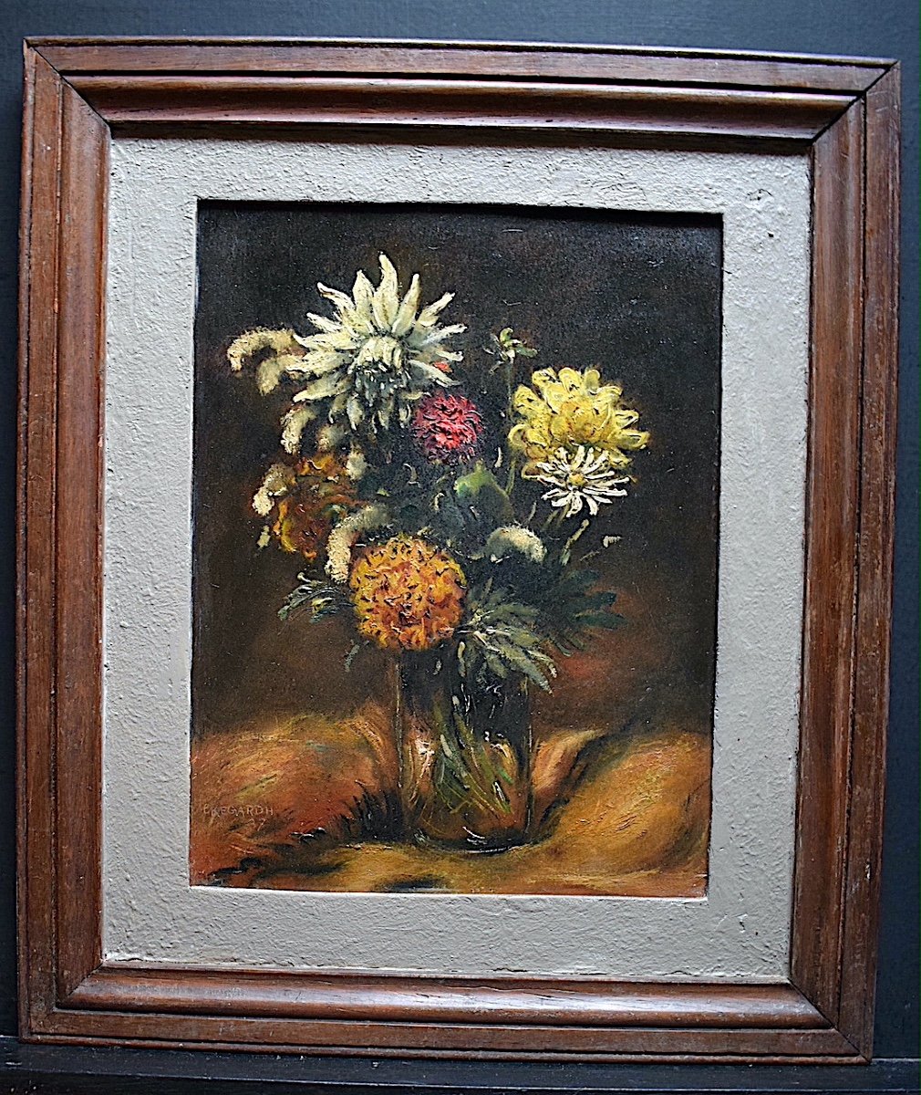 Ekegardh Hans Swedish Suede Still Life Bouquet Of Flowers 1937 XX Rt690