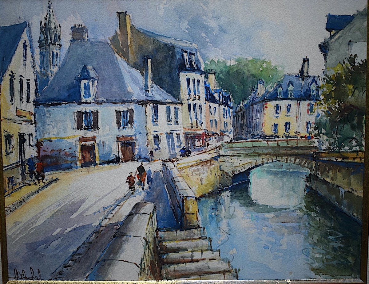 Wrobel Signed Honfleur Normandy Watercolor Marine Impressionist XX Rt696-photo-2