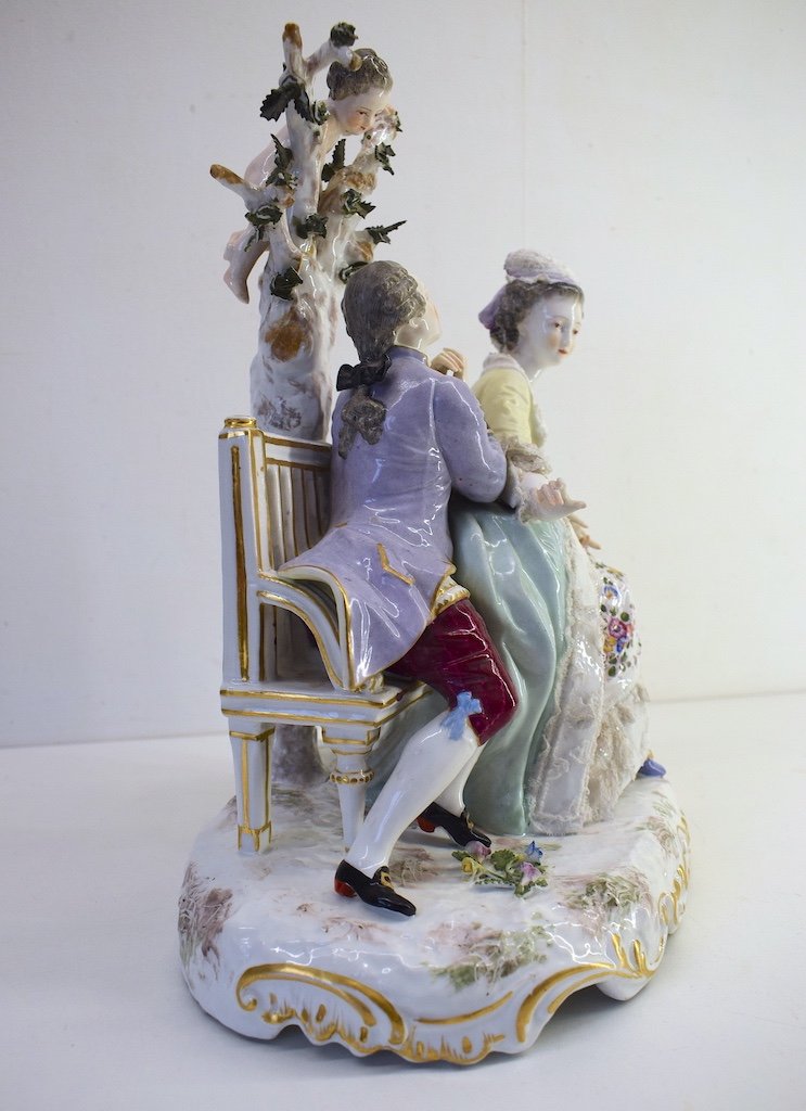 Groupe Romantique En Porcelaine Style Meissen Sign&eacute; Par Samson  XIX &egrave;me  Ref451-photo-4