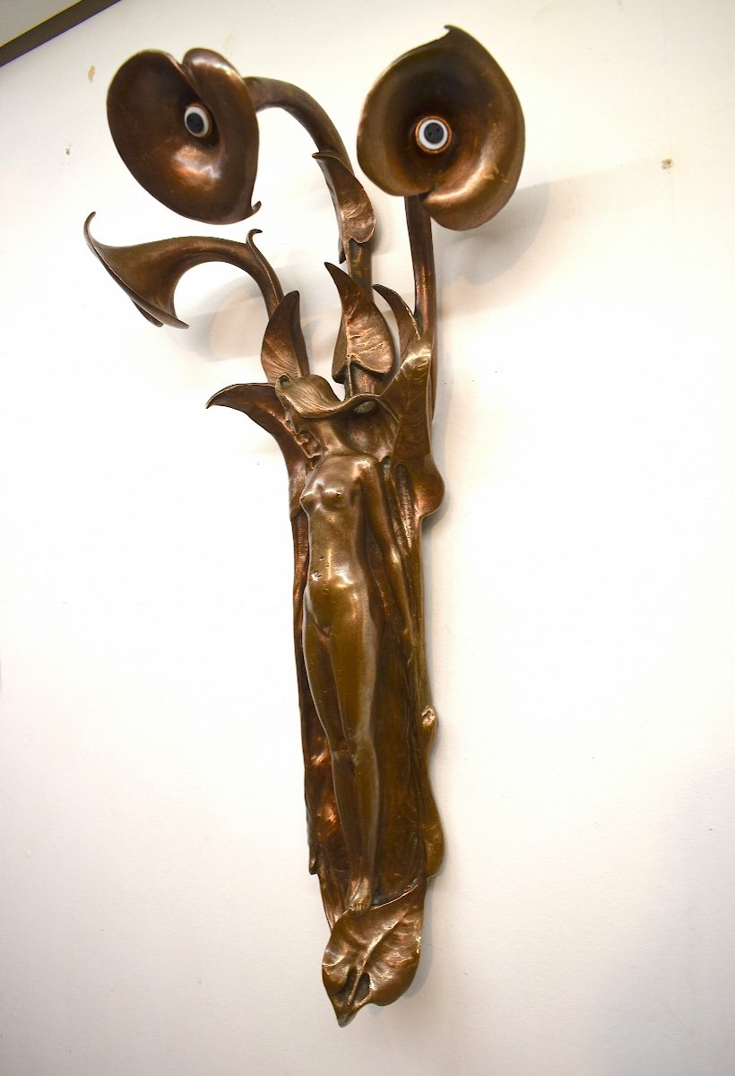 Ville Vallgren Applique Nouveau Bronze Wall Sconce  Universal Exhibition 1900 Finland Ref492-photo-3