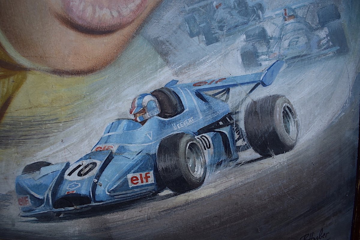 François Cevert Le Prince Coureur Automobile Gouache Signed R Hubert 1975 XX Rt740-photo-1