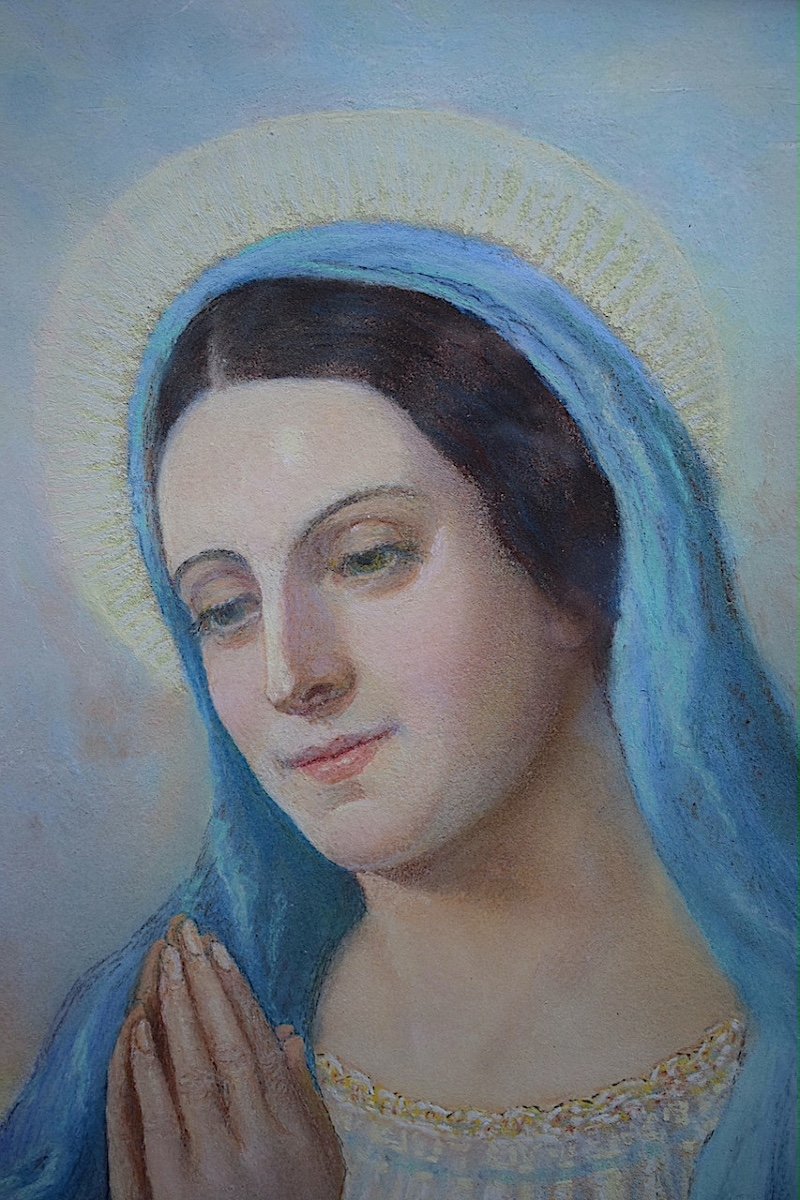 Louis émile Charpenne Pastel Virgin In Prayer Religious Portrait XIX XX Signed Rt771-photo-4