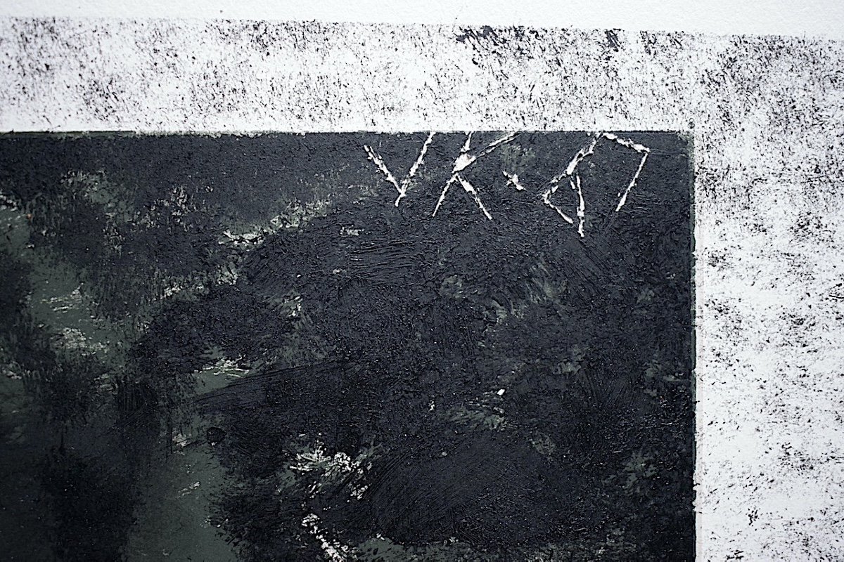 Mixed Media Gouache Paper Stencil Monogram Jk Or Vk To Identify 1967 XX Rt783-photo-2