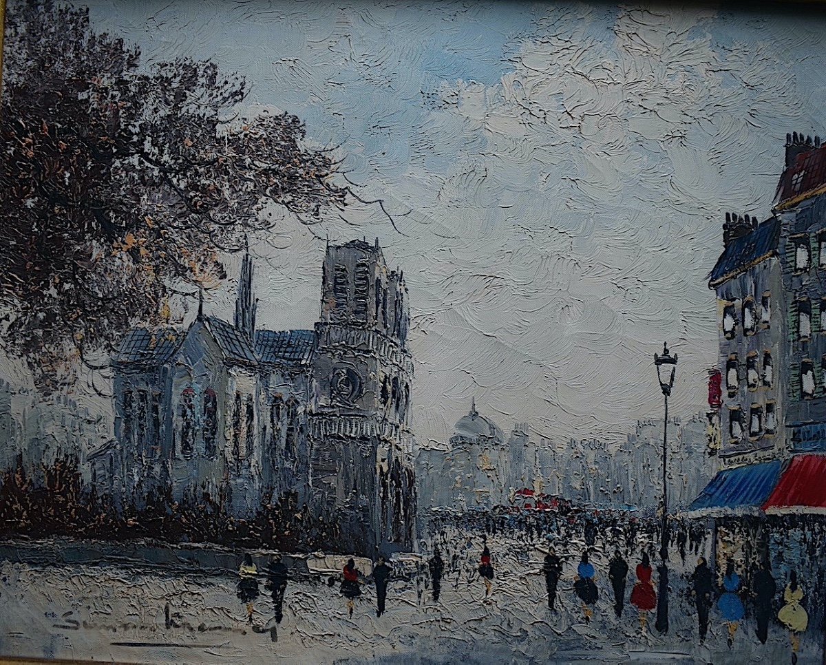 Simon Kramer Impressionist Animated View Of Paris Notre Dame De Paris XX Rt802-photo-2