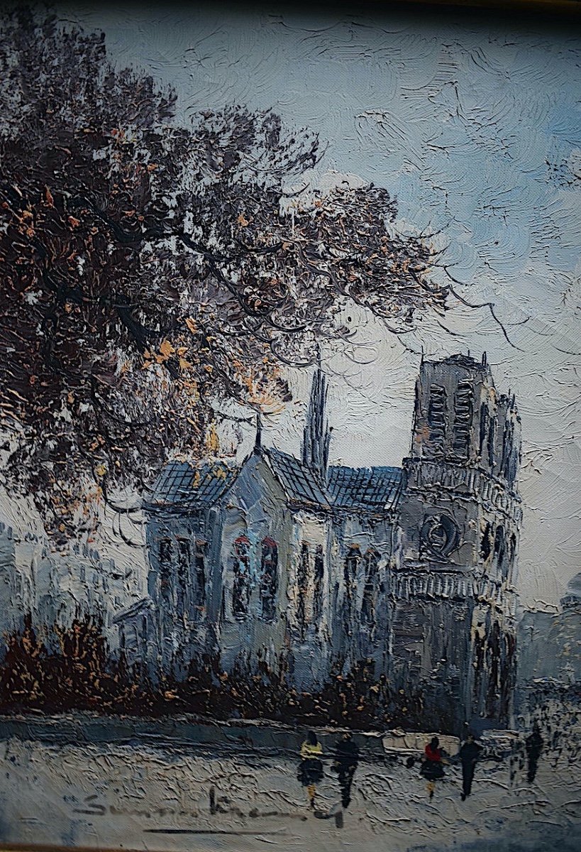 SIMON KRAMER Vue De Paris Animée Impressionniste Notre Dame De Paris XX Rt802-photo-3