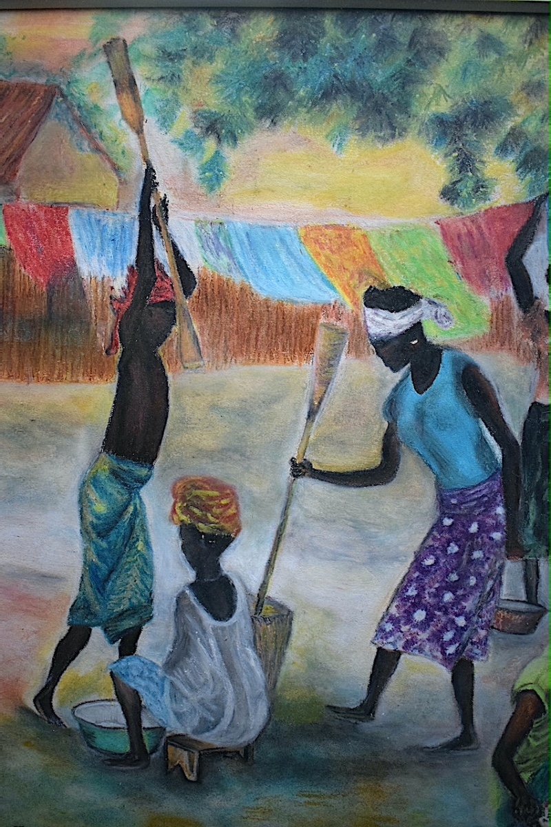 C Dreysse Africanist Oil Pastel African Village Genre Scene XX Rt803-photo-3