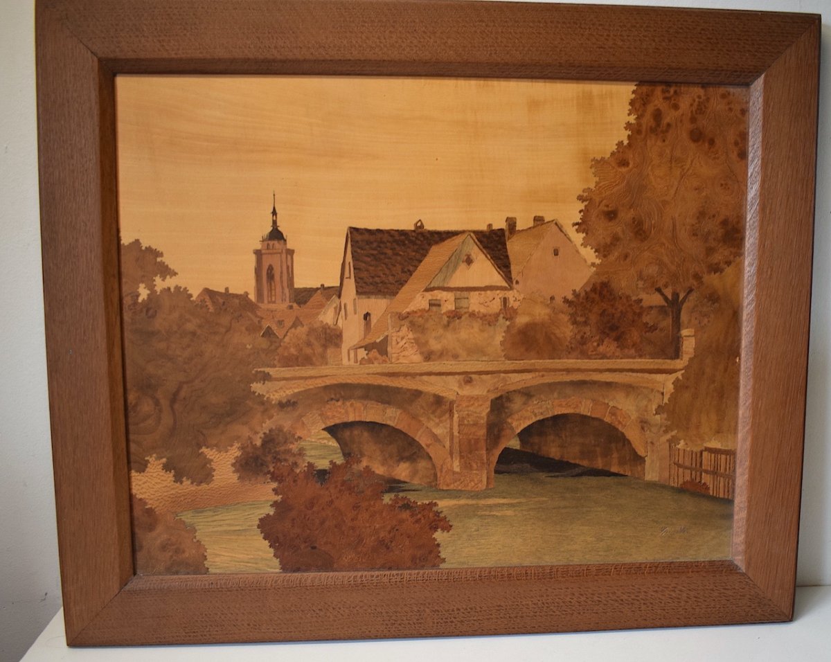 Marquetry Signed Spindler City Colmar Alsace XX Ref529-photo-3