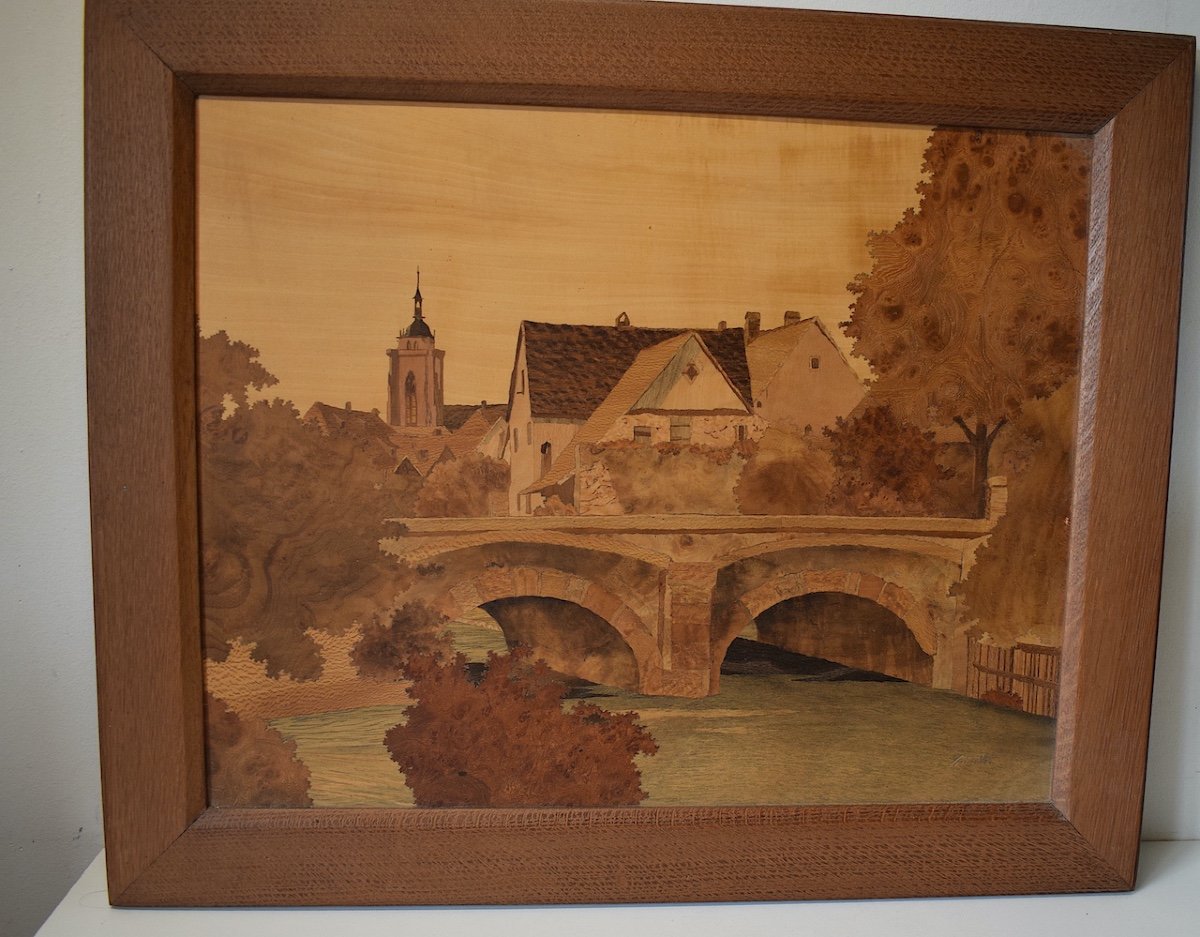 Marquetry Signed Spindler City Colmar Alsace XX Ref529-photo-6