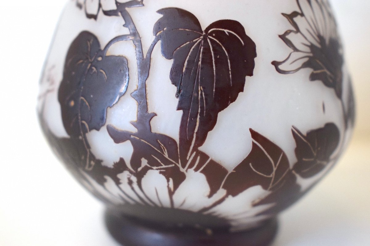 Trutié De Varreux Said Devez Glass Vase Art Nouveau Decor Of Flowers And Butterfly Ref532-photo-2