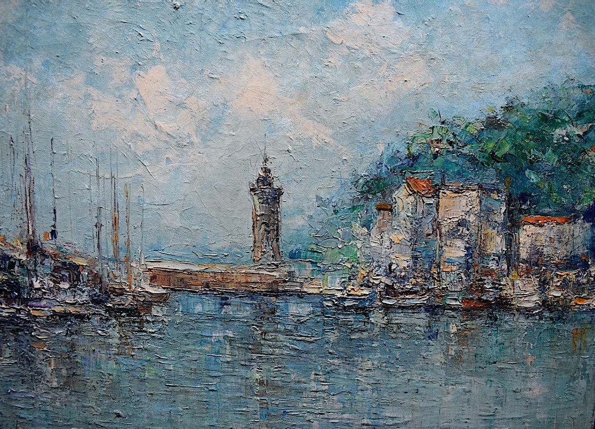 Jean Yves Blecon Marine Port De Cassis Boats Post Impressionist Provençal Signed Rt817-photo-3