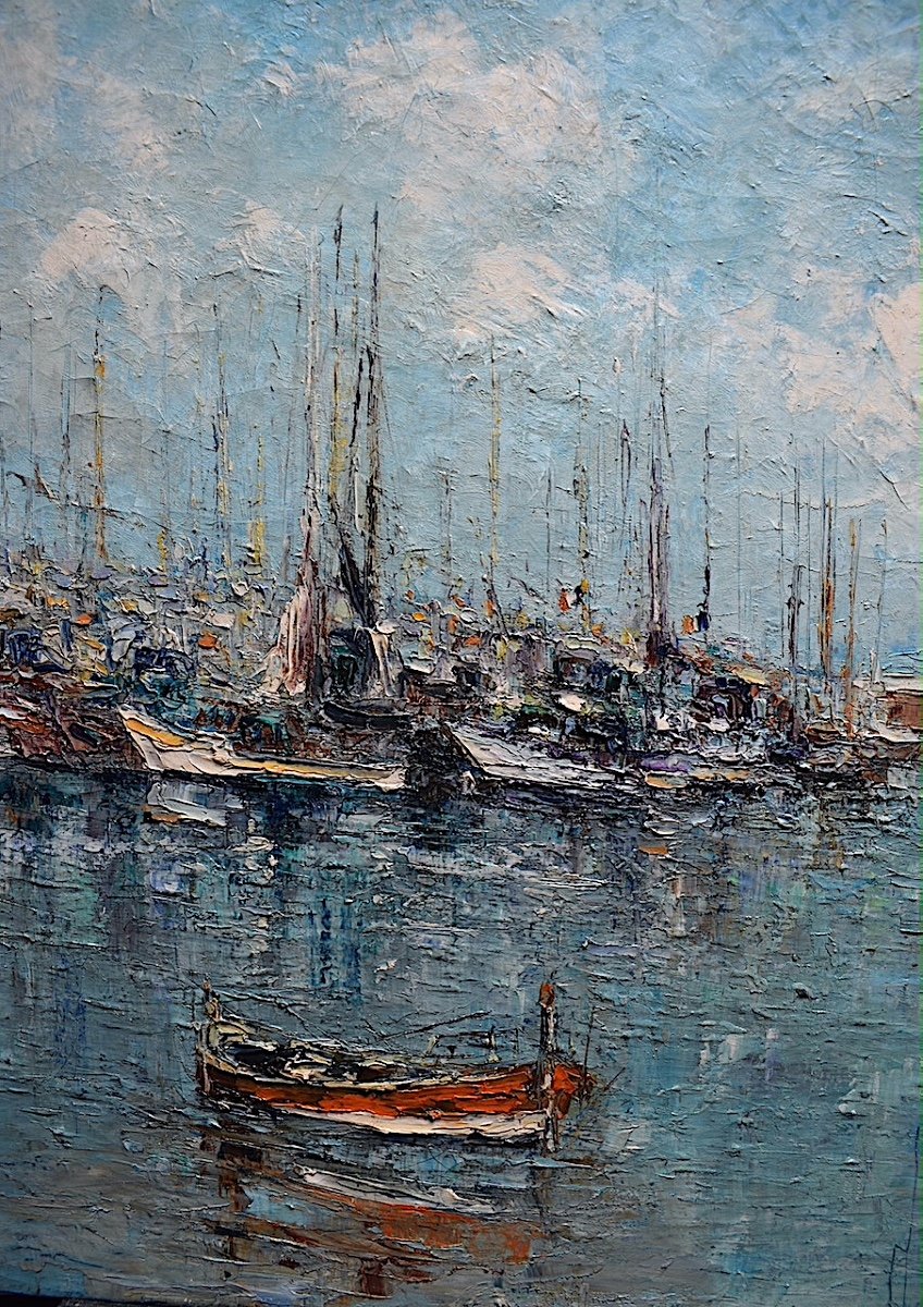 Jean Yves Blecon Marine Port De Cassis Boats Post Impressionist Provençal Signed Rt817-photo-4