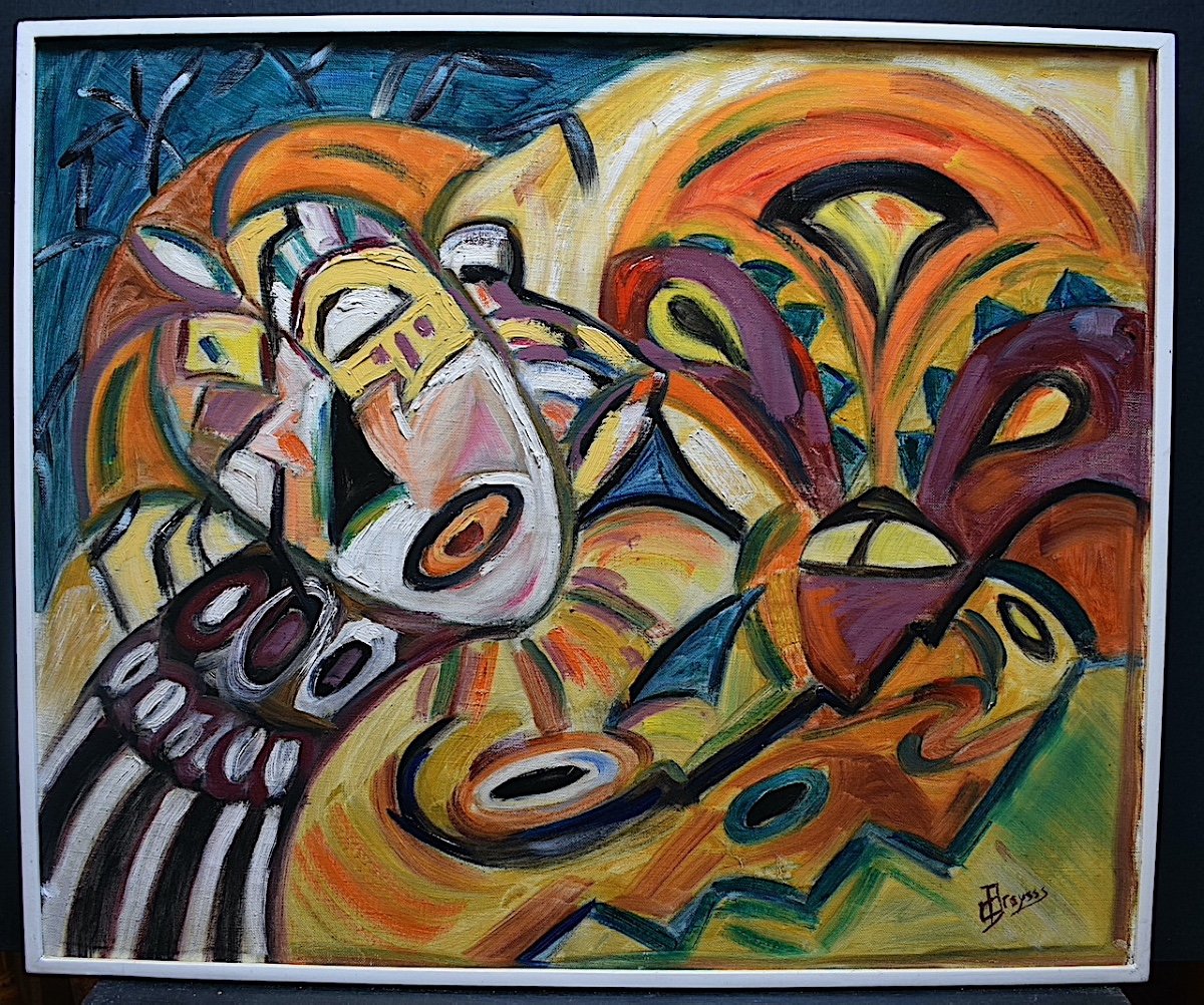 C Dreysse Abstract Cubist Africanist Masks XX Rt819-photo-5