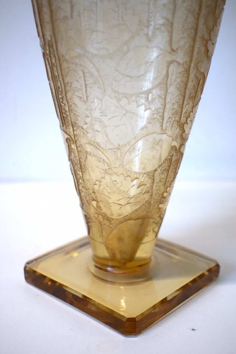 Art Deco Vase Signed Veramé Art Glassware From Metz Lorrain Art Meisenthal Circa 1925 Ref504-photo-5