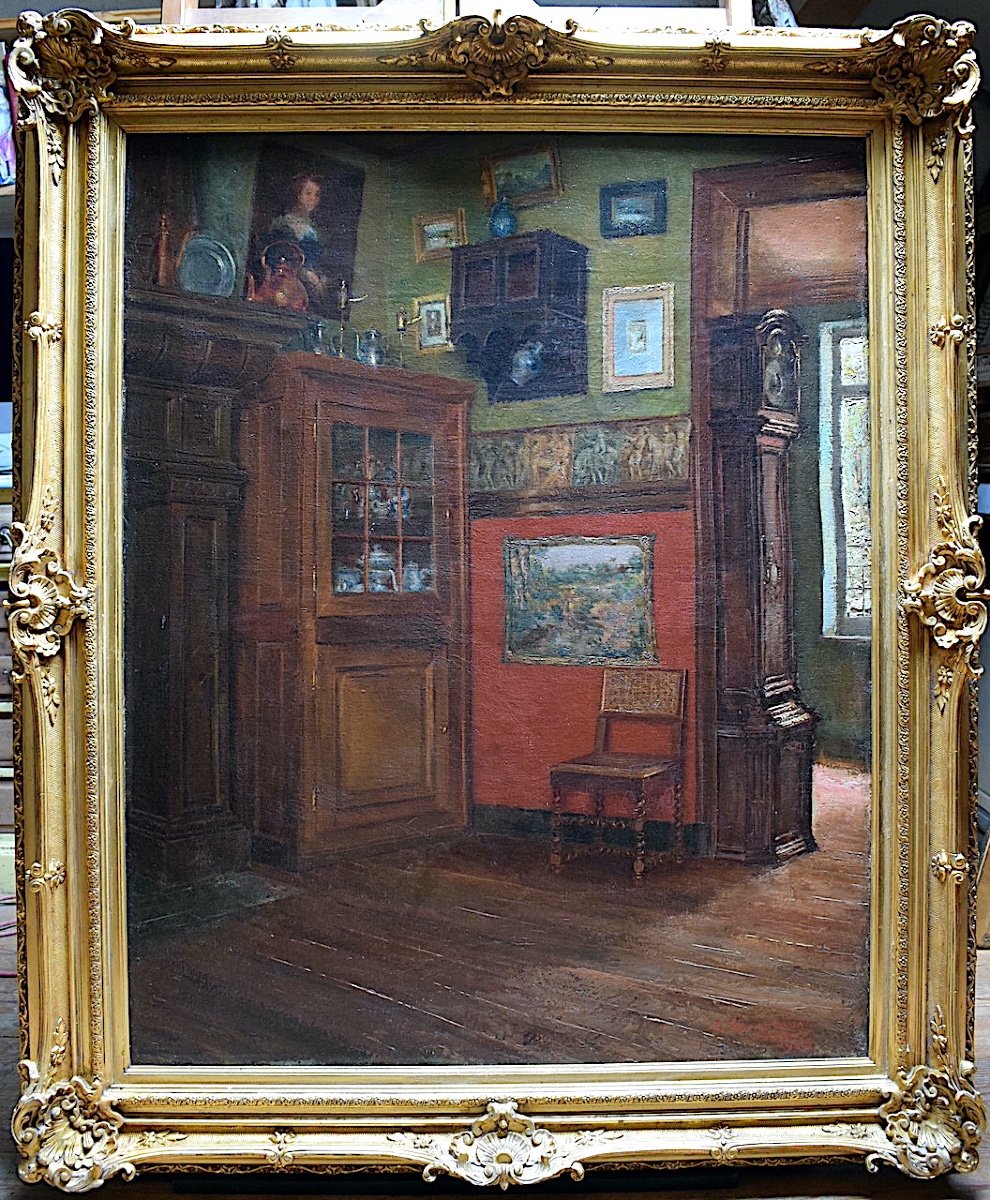 A Roosenboom Signé à identifier  Daté 1905  Scène d'Intérieur  XIX RT835 *