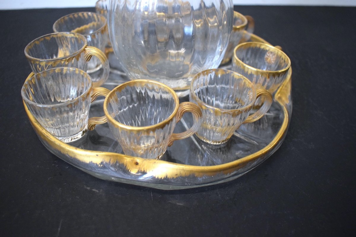 Louis Damon Liquor Service Carafe Tray And Glasses With Etruscan Vase  Art Nouveau Daum Ref520-photo-6