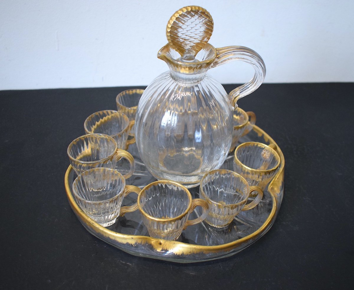 Louis Damon Liquor Service Carafe Tray And Glasses With Etruscan Vase  Art Nouveau Daum Ref520-photo-8