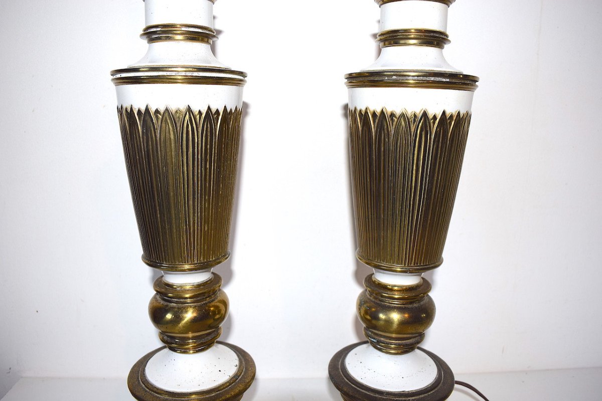 Imposing Pair Of Lamps From The Maison Stieffl Usa Circa 1950 Decor Of Palmettes Ref531-photo-2