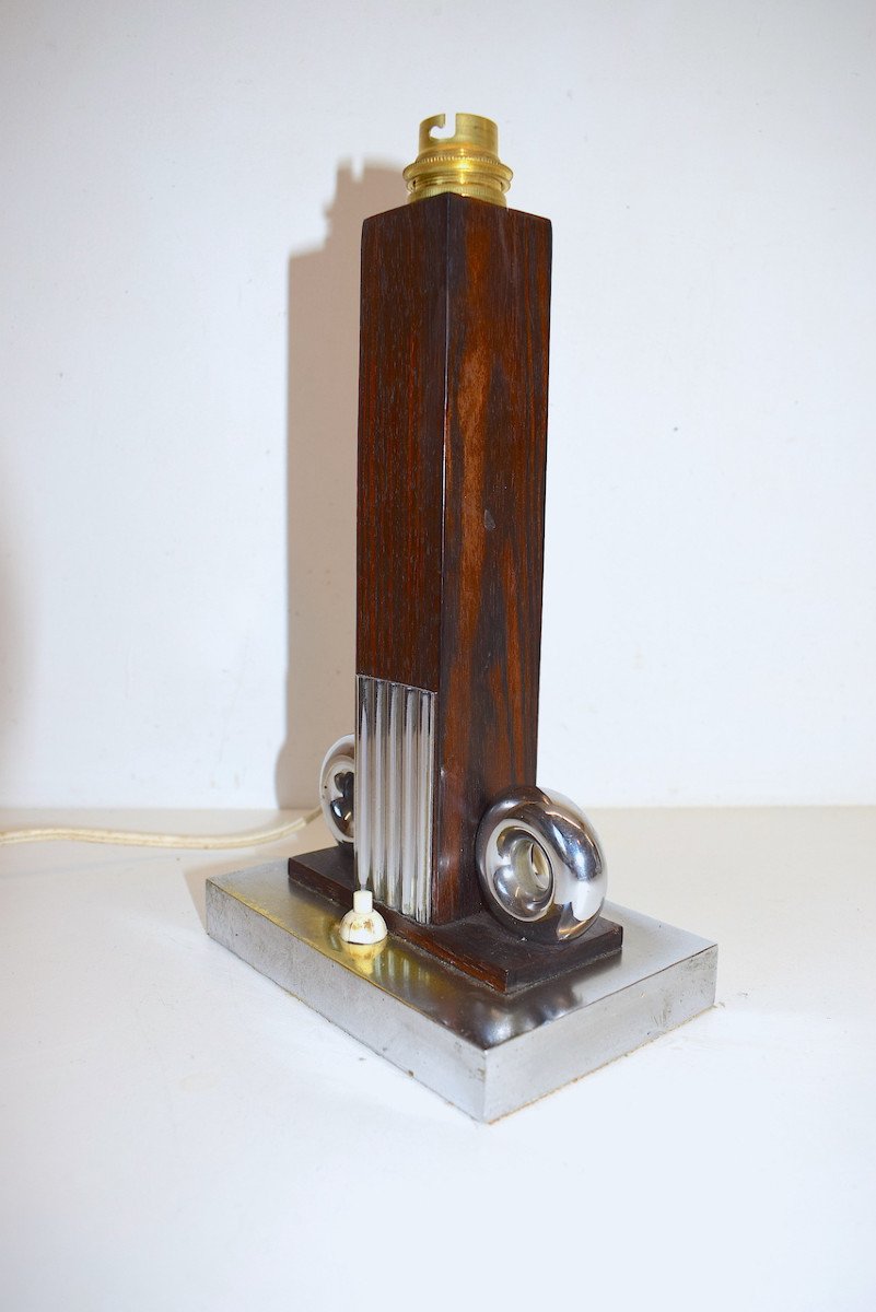 Modernist Art Deco Foot Lamp Macassar Ebony And Chrome Bronze 1925 1930 Ref538