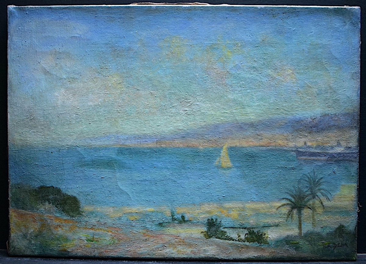 Signed A Dehn Orientalist Impressionist Marine Bay Of Algiers XX Rt853-photo-4