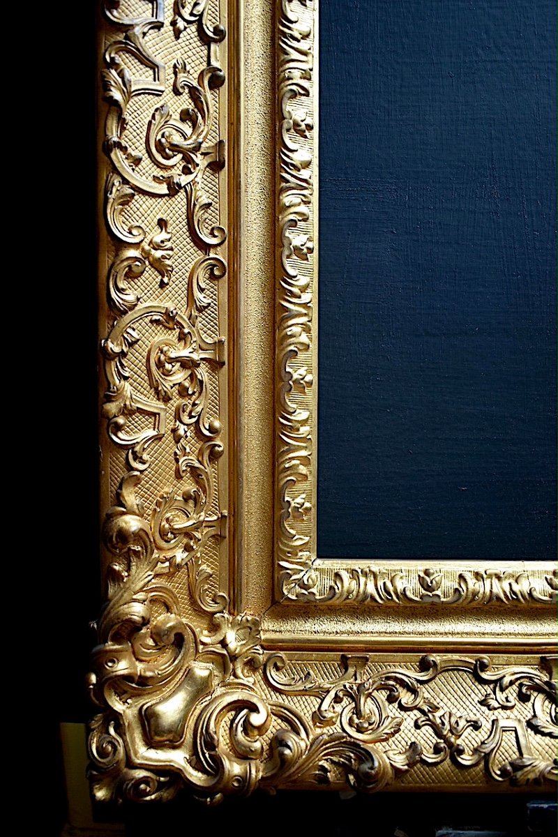 Cadre XIX ème Style Louis XIV  Doré Feuillure 81 x 60 cm Format 25 P Frame Ref C1093 *-photo-5