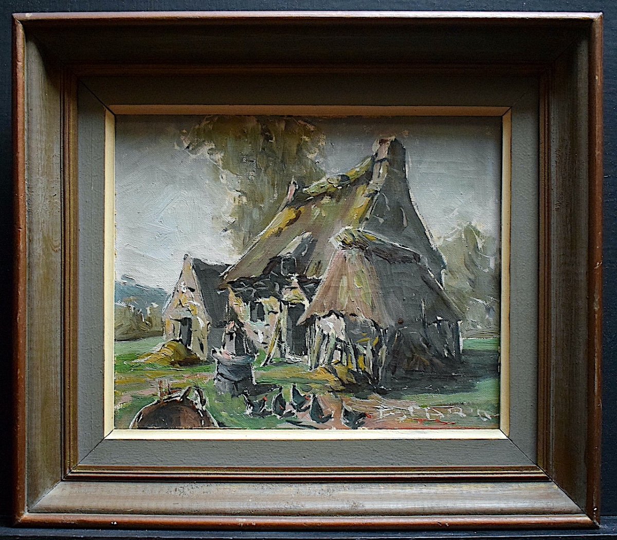 Pierre Cario Signed Bretagne Ferme Chaumière XX Rt859