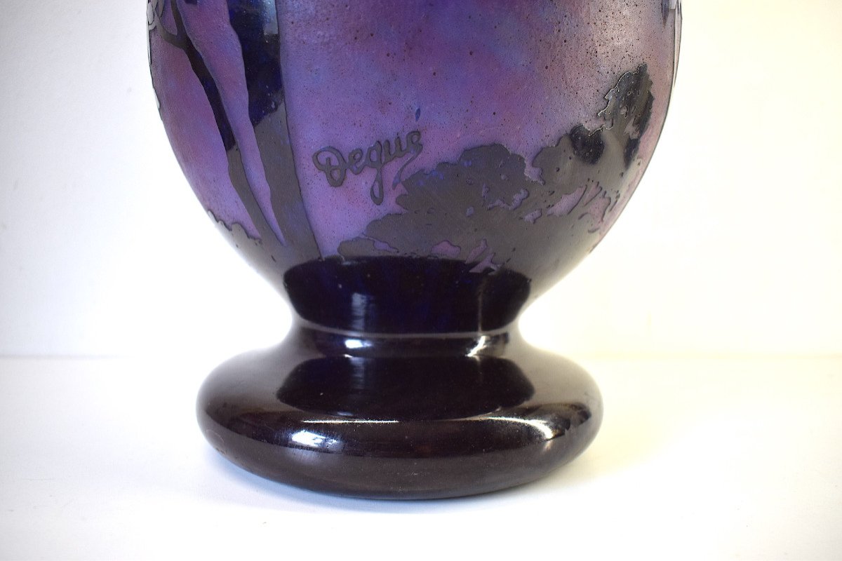 Rare And Imposing Glass Vase Signed Degué Art Nouveau Circa 1920 Ref549-photo-3