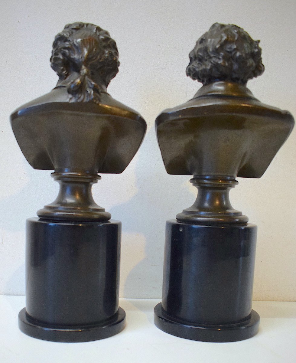 Pair Of Painted Metal Busts Mozart And Beethoven Classical Music Musician Ref570-photo-4