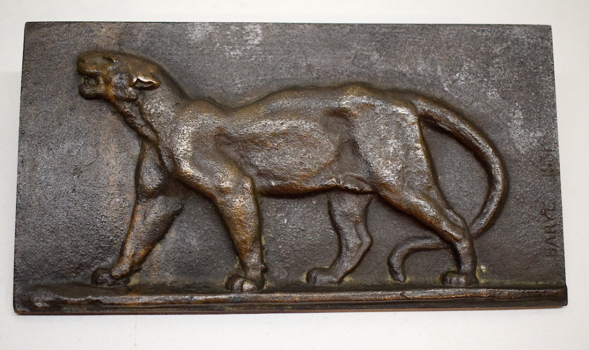 Antoine-louis Barye Bas Relief Plaque Bronze Animalier Panth&egrave;re Marchant  XIX 1831 Ref579 