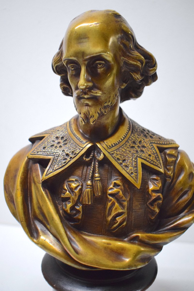 William Shakespeare Bust Gilt Bronze Old Gold Theater Playwright Poet Actor Ref586-photo-2