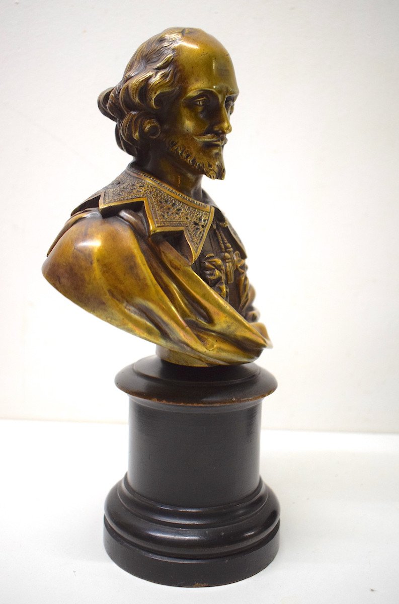 William Shakespeare Bust Gilt Bronze Old Gold Theater Playwright Poet Actor Ref586-photo-1