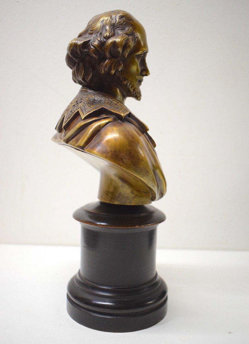 William Shakespeare Bust Gilt Bronze Old Gold Theater Playwright Poet Actor Ref586-photo-2