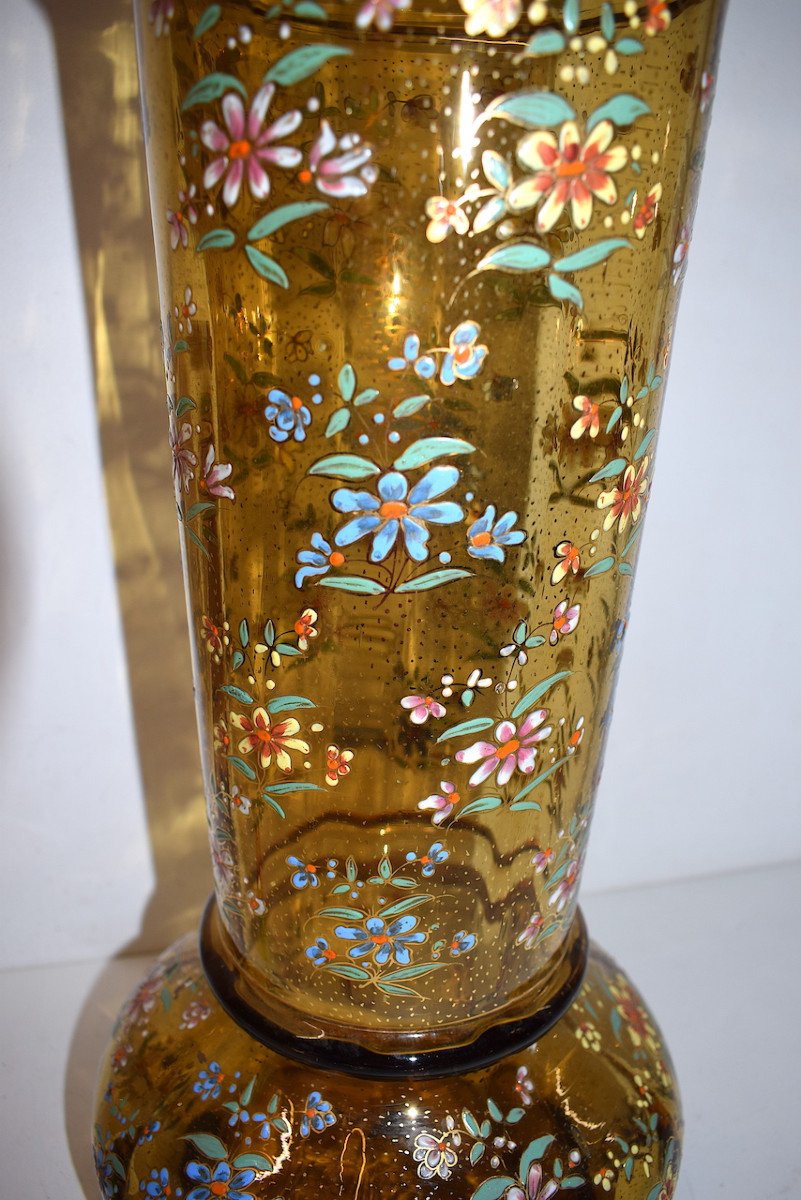 Large Enameled Vase Decorated With Art Nouveau Flowers 19th Century Legras Gallé Style Ref587-photo-7