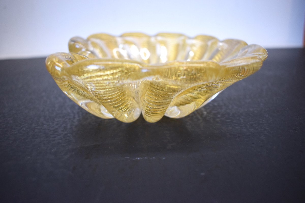 Baguier Cup Empty Pocket Crystal Murano Glassware Scallop Shell Shape Ref614-photo-3