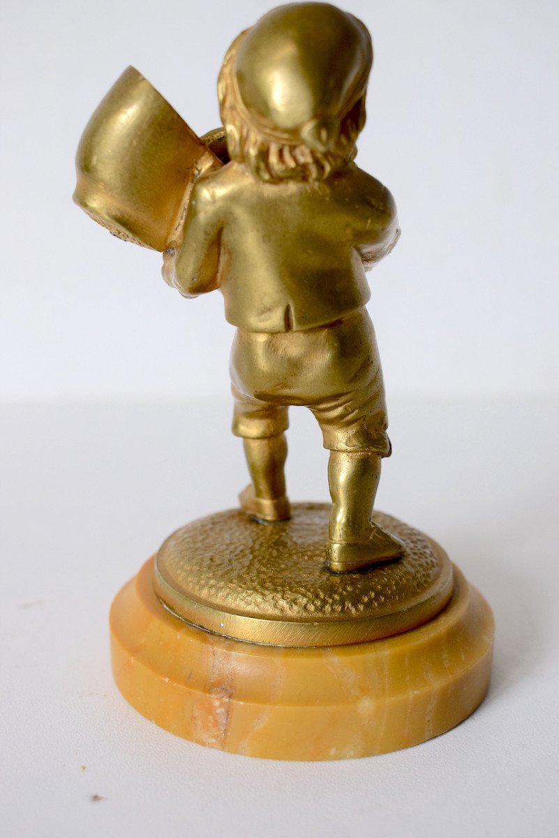 Elf Carries Child's Toothpick With Golden Bronze Clog And Siena Marble 19th Century Ref634-photo-1