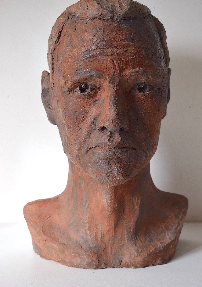 Hildebert Derre Terracotta Head Of A Man Art Deco Belgium Netherlands Bust Ref635-photo-3