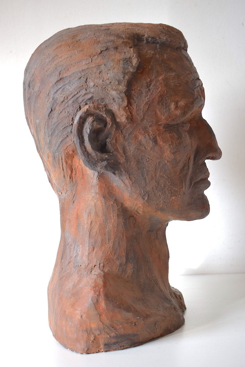 Hildebert Derre Terracotta Head Of A Man Art Deco Belgium Netherlands Bust Ref635-photo-4